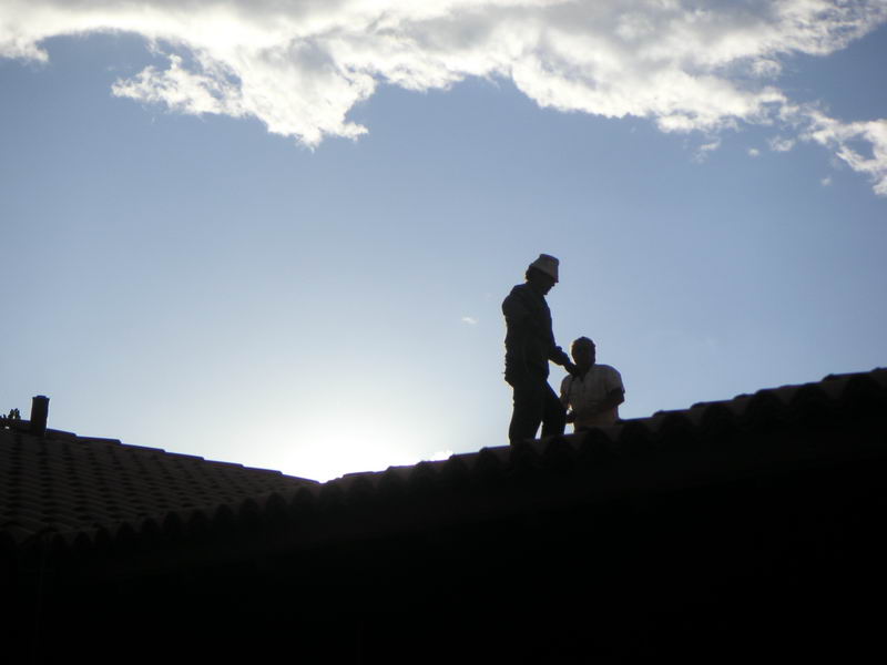 Trabajando en el techo